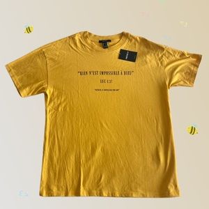 Mustard yellow T-shirt : “ Nothing is impossible for God”